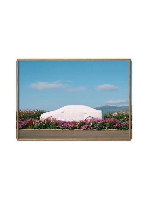 Car in a Floral Field — מוקאפ מסגרת