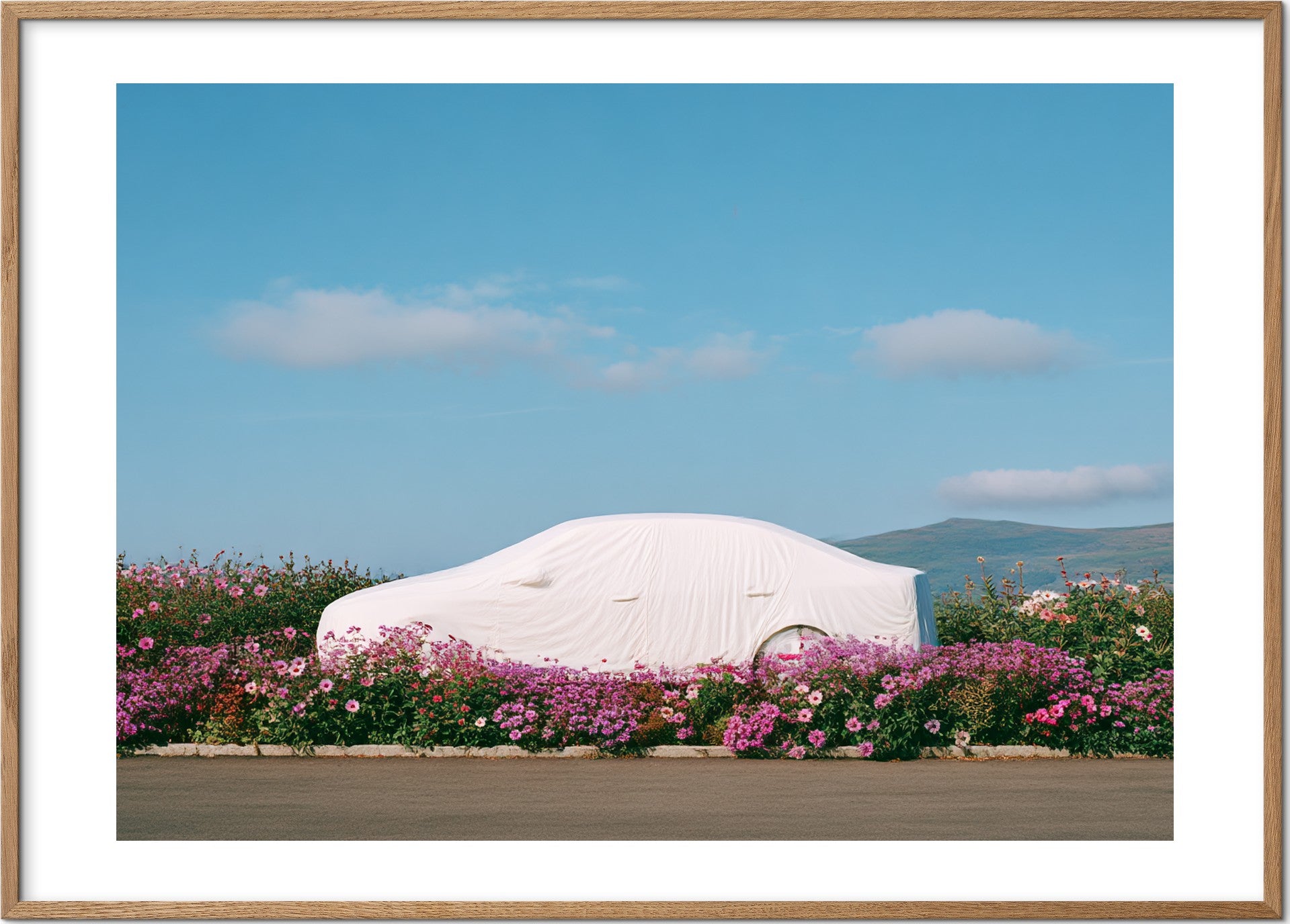 Car in a Floral Field — מוקאפ מסגרת