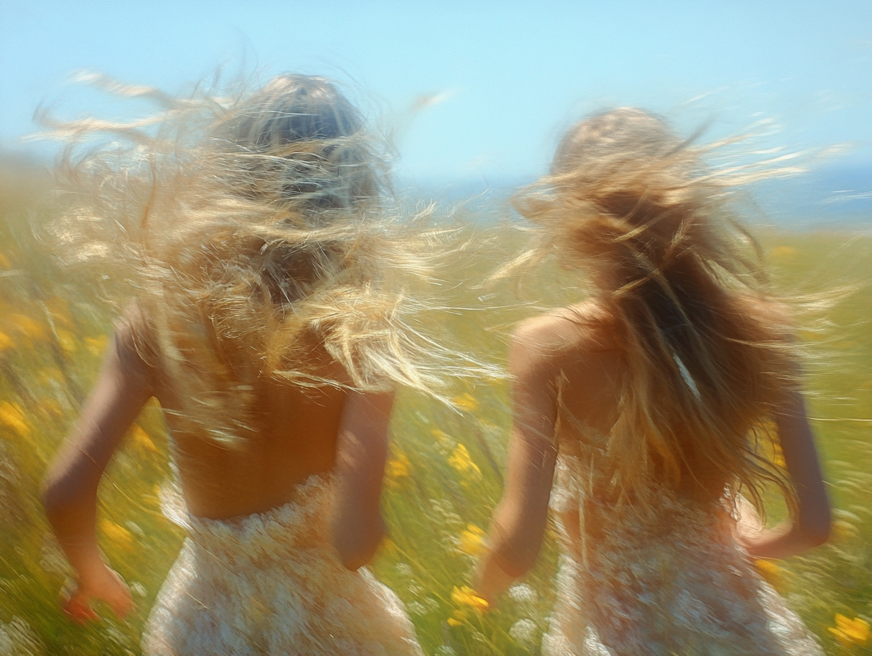 Two Girls Running